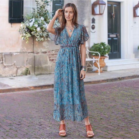 Sundance Dresses Sundance Blue Floral Maxi Dress Poshmark